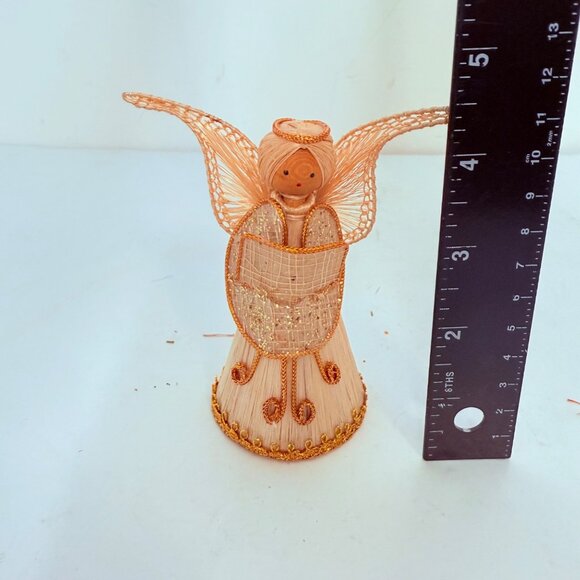 Folk Art Straw Angel Choir Figurines Set Vintage Raffia Christmas Angels Decor - Picture 8 of 11